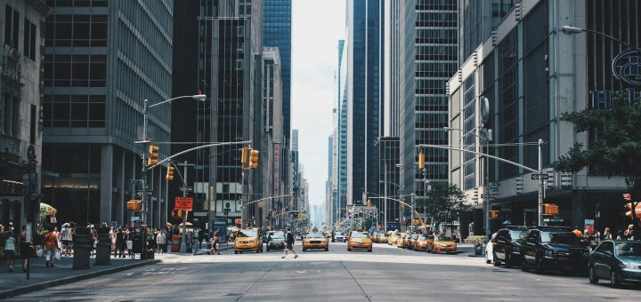 pathway between high rise buildings